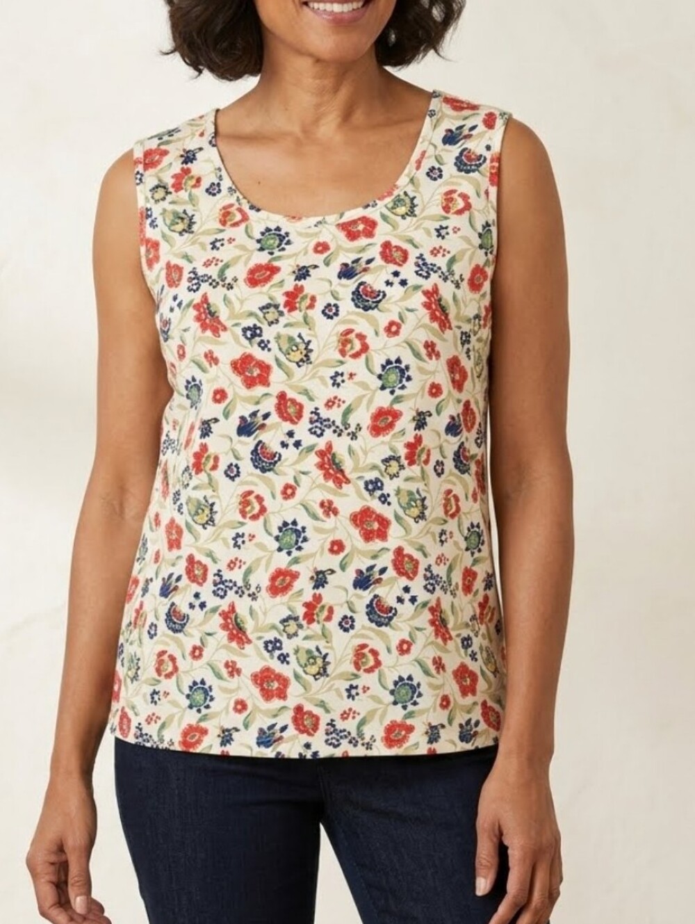 Vintage Hasting & Smith Sleeveless Floral Scoop Neck Top Tank Style